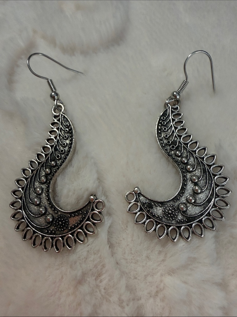 Sterling-Style Silver Paisley Drop Earrings - Women Jewelry